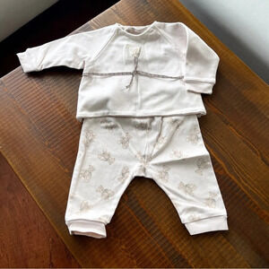 Set top wrap + bottoms 3/6 months beige Burberry